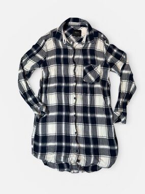 Rails womens S Small Bianca white navy blue button up shirt dress EUC